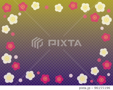 梅　市松模様　フレーム 96155196