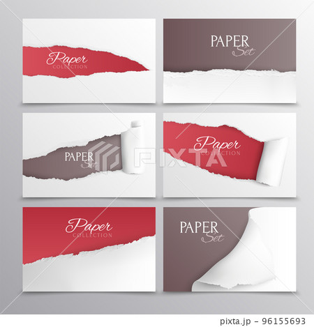 Torn Paper Cards Realistic Set 96155693