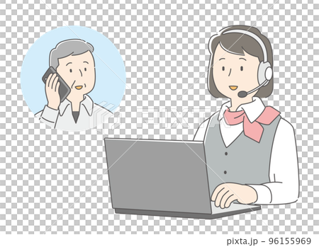シニア男性と会話するオペレーターの女性 96155969
