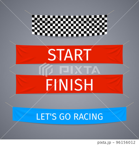 Start and finish textile banners vector set Start and finish textile banners vector set 96156012