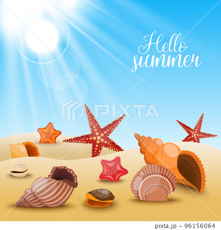 Starfishes On The Beach Composition 96156064