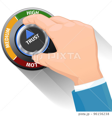 Trust knob button or switch. High confidence level vector concept Trust knob button or switch. High confidence level vector concept 96156238