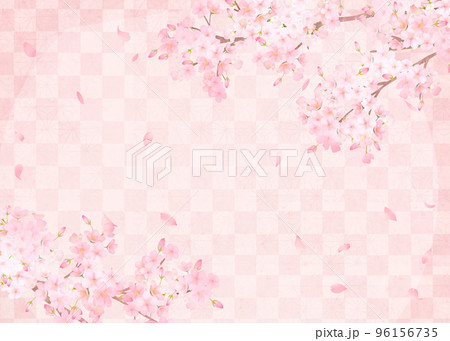 美しい桜ーピンク色ー市松模様ー和紙の壁紙ー豪華絢爛背景素材フレーム 美しい桜ーピンク色ー市松模様ー和紙の壁紙ー豪華絢爛背景素材フレーム 96156735