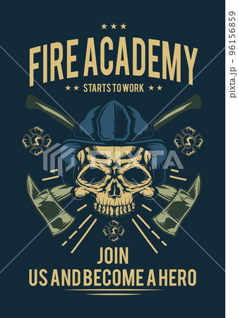 T-shirt or poster design with illustraion of firefighter with axes. T-shirt or poster design with illustraion of firefighter with axes. 96156859
