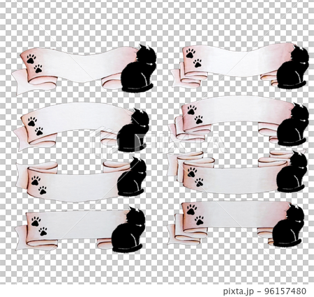 Cat's pink ribbon frame set hand-painted Cat's pink ribbon frame set hand-painted 96157480