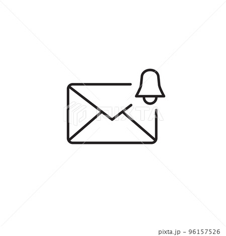 New mail notification line icon. Email message with bell outline icon. Isolated New mail notification line icon. Email message with bell outline icon. Isolated 96157526