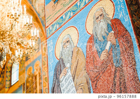 Saint Petersburg, Russia - July 24, 2022: the orthodox church inside Saint Petersburg, Russia - July 24, 2022: the orthodox church inside 96157888