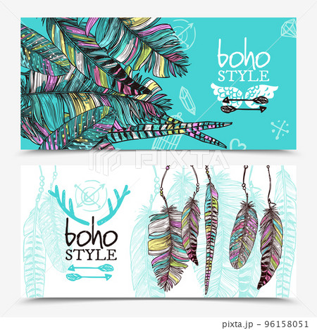 Sketch Feathers Horizontal Banners 96158051