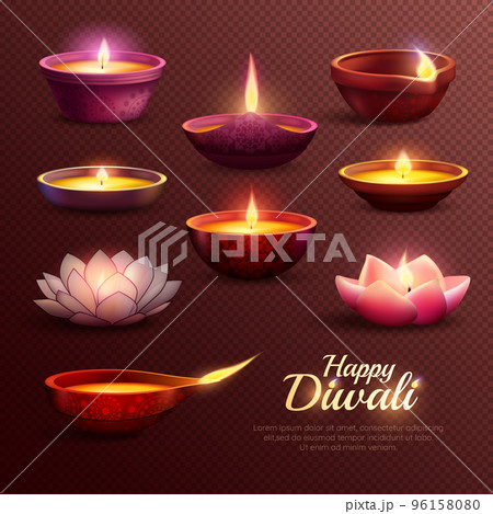 Diwali Celebration Icons Set Diwali Celebration Icons Set 96158080