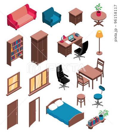 Interior Items Isometric Set Interior Items Isometric Set 96158117