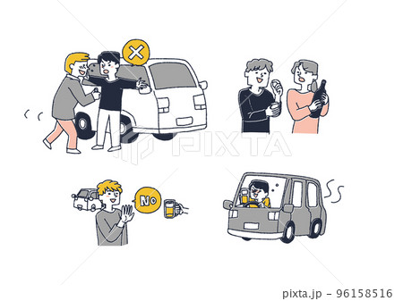 飲酒運転防止のためのイラストセット 96158516