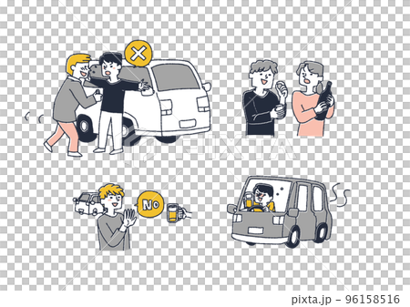 飲酒運転防止のためのイラストセット 96158516