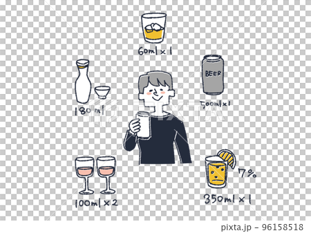 アルコールの飲酒量の単位のセットのイラスト 96158518
