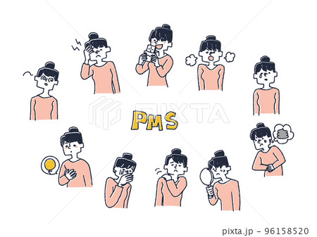 PMSで悩む女性のイラストセット 96158520