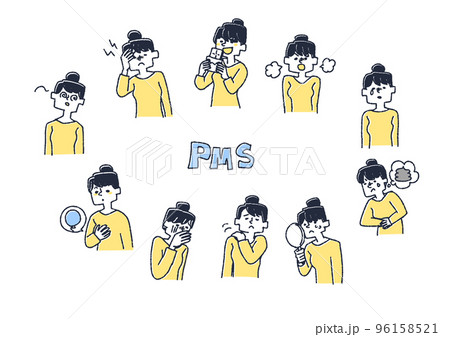 PMSで悩む女性のイラストセット 96158521