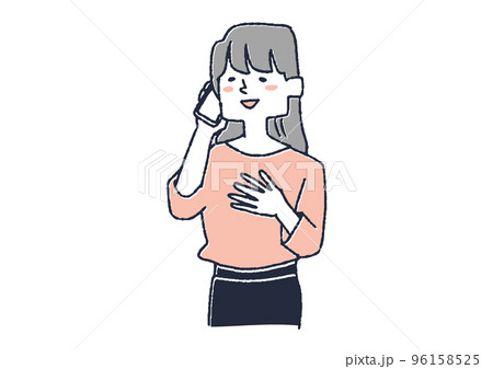 体のことで病院に電話して安心している女性 体のことで病院に電話して安心している女性 96158525