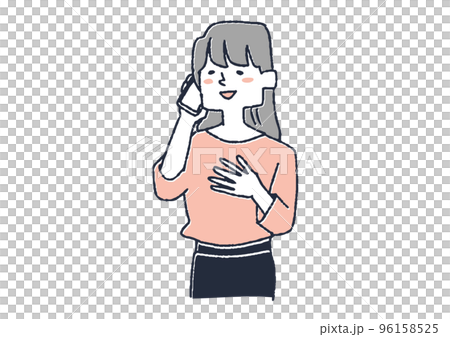 体のことで病院に電話して安心している女性 体のことで病院に電話して安心している女性 96158525