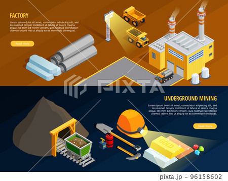 Mining Horizontal Banners Set Mining Horizontal Banners Set 96158602