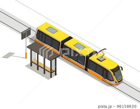 Tram Stop Isometric Composition 96158630