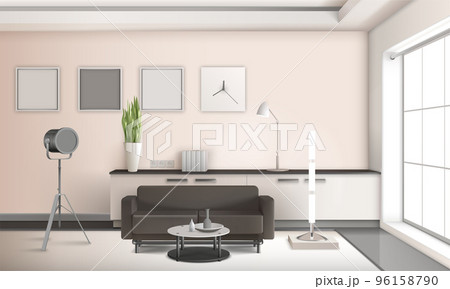 Realistic Living Room Interior 3D Design Realistic Living Room Interior 3D Design 96158790