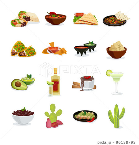 Mexican Food Flat Icons Set 96158795