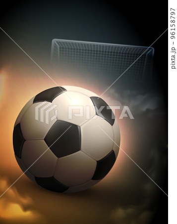 Soccer Ball And Steel Goal Background 96158797