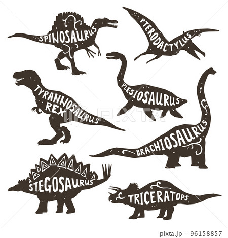 Dinosaurs Silhouettes With Lettering 96158857