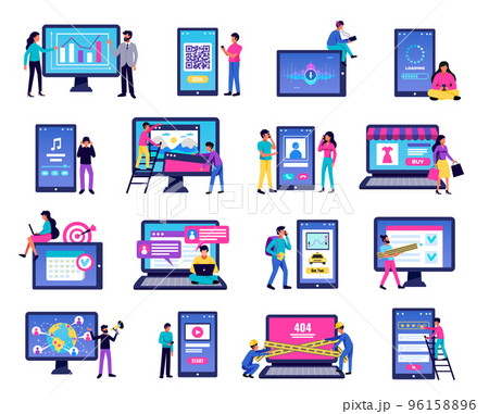 Mobile Application Icons Set Mobile Application Icons Set 96158896