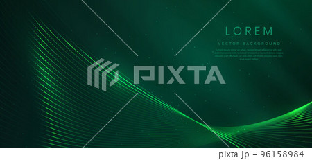 Abstract luxury curve glowing lines on green background. Template premium award design. 96158984