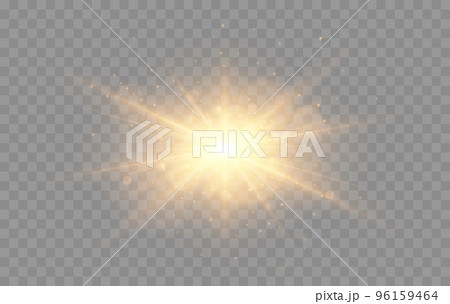 Shine glowing stars. Golden vector lights and sparks isolated. 96159464