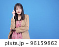 Confidence business positive Asian young woman thinking have good idea holding finger on head 96159862
