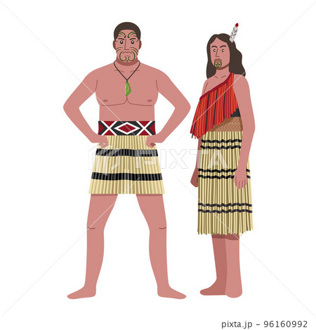 Maori man and woman illustration 96160992