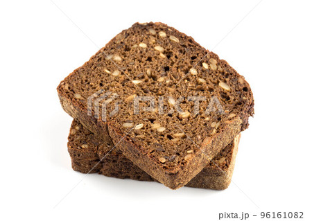 Rye bread slices isolated on white background Rye bread slices isolated on white background 96161082