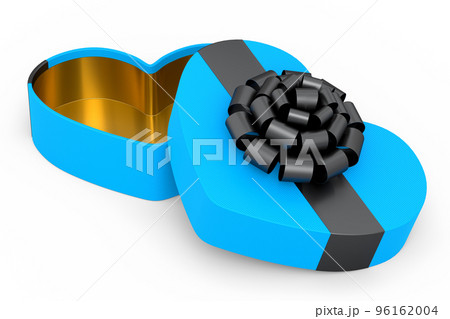 Gift boxes heart shaped with ribbon and bow isolated on white background. 96162004