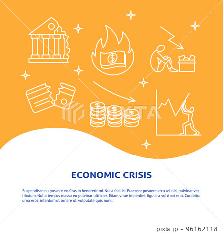 Economic crisis banner in line style 96162118