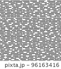 Seamless linear horizontal vector pattern in black color isolated on white background. Seamless vector texture of lines and rectangles with rounded ends. 96163416
