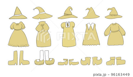 黄色の魔女の服のイラストセット 96163449