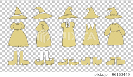 黄色の魔女の服のイラストセット 96163449