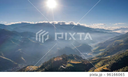Rice fields on terraced prepare the harvest at Northwest Vietnam. Rice fields on terraced prepare the harvest at Northwest Vietnam. 96166065