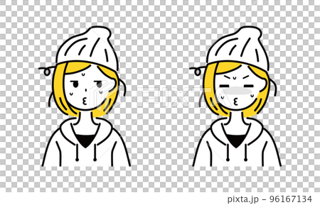 とぼける若い女性 96167134