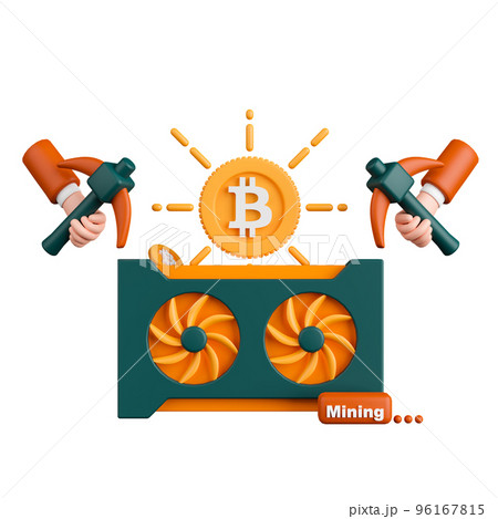 3d rendering concept cryptocurrency mining with computer graphic card. 3d rendering concept cryptocurrency mining with computer graphic card. 96167815