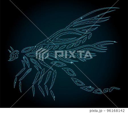 Vector cosmic low poly line art with insect 96168142