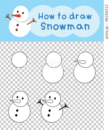 How to draw doodle snowman for Christmas and winter. Vector illustration 96168312