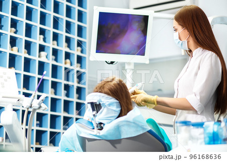 Professional woman dentist doctor working. woman at dental clinic. lady woman at dentist taking care of teeth. Professional woman dentist doctor working. woman at dental clinic. lady woman at dentist taking care of teeth. 96168636