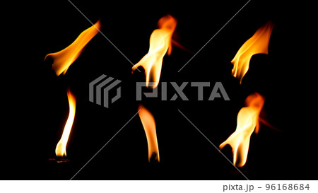 six fires on a black background 96168684