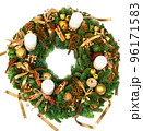 Christmas wreath isolated on white background, top view 96171583