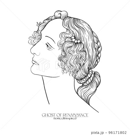 Portrait of a woman inspired by a painting by Renaissance artist Botticelli. Portrait of a woman inspired by a painting by Renaissance artist Botticelli. 96171802