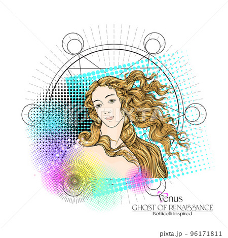 Portrait of a woman inspired by a painting by Renaissance artist Botticelli  96171811