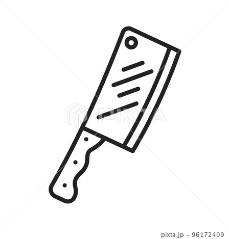 Cleaver knife vector thin line icon. Kitchen chef cutlery, butcher cleaver knife 96172409
