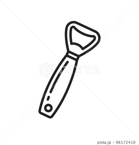 Bottle opener vector thin line icon. Kitchen tool, drink bottle caps opener 96172410